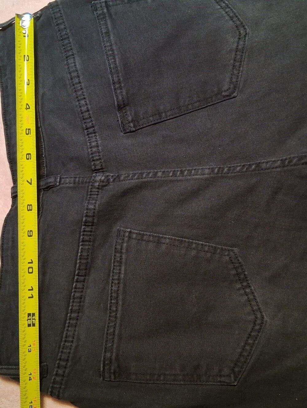 Auwuka Black Shorts Denim Raw Hem Shorts High Waisted Classic Casual Size 8 - Picture 5 of 10
